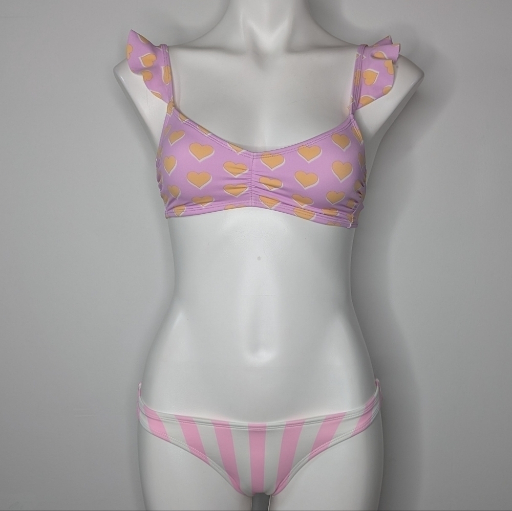 NWOT Stoney Clover Ln for Target mismatched pink white orange bikini XS/XXS